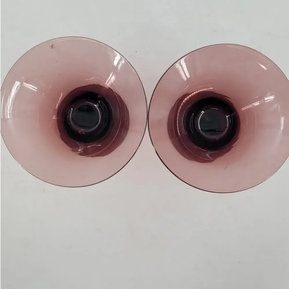 Vintage Empoli Amethyst Champagne Glasses‎ Purple Twisted Stem Pair 1-4